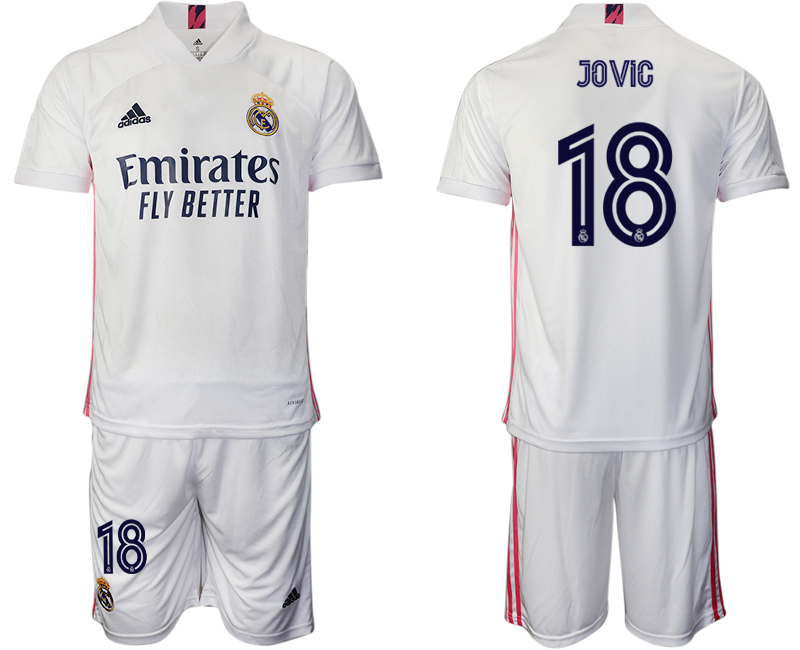Men 2020-2021 club Real Madrid home #18 white Soccer Jerseys->real madrid jersey->Soccer Club Jersey